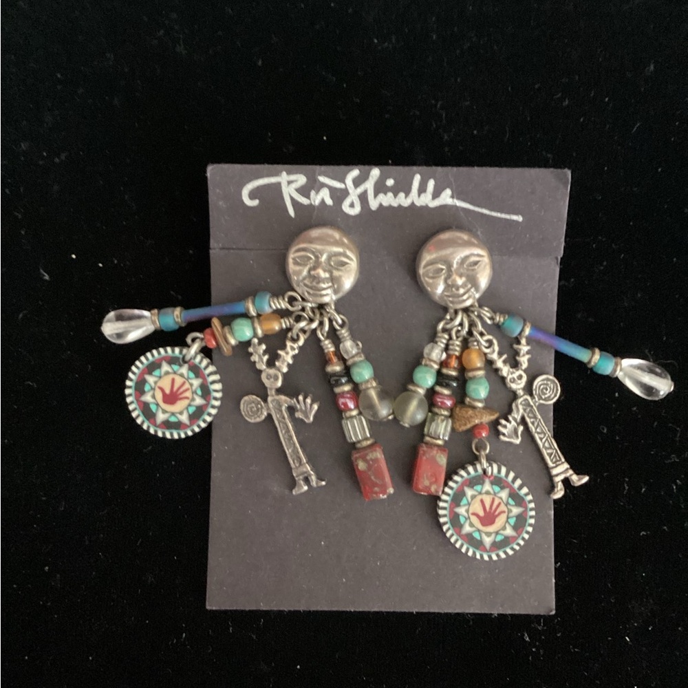 Silver and Multicolor Dangle Earrings